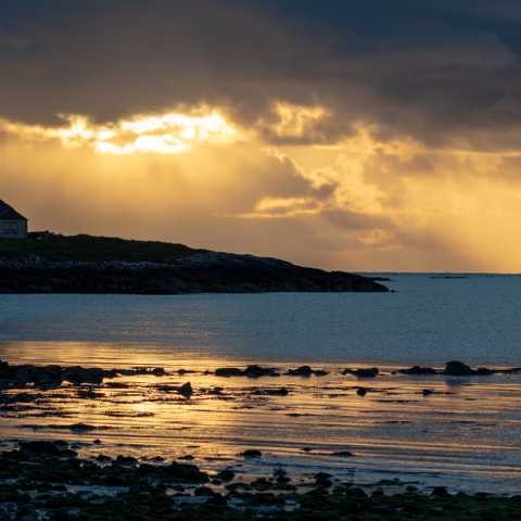 Looking out to the Atlantic from the airport beach on Benbecula at sunset.
