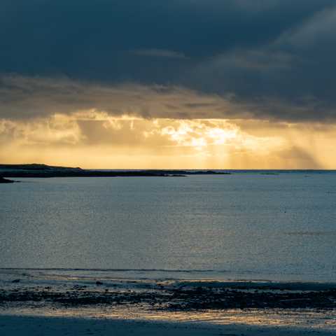 Looking out west at sunset from the airport beach on Benbecula.